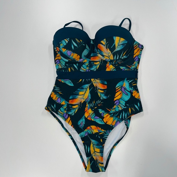 Cupshe Other - Women’s CUPSHE Teal Floral Print One-Piece Swimsuit  Size XL NWT
